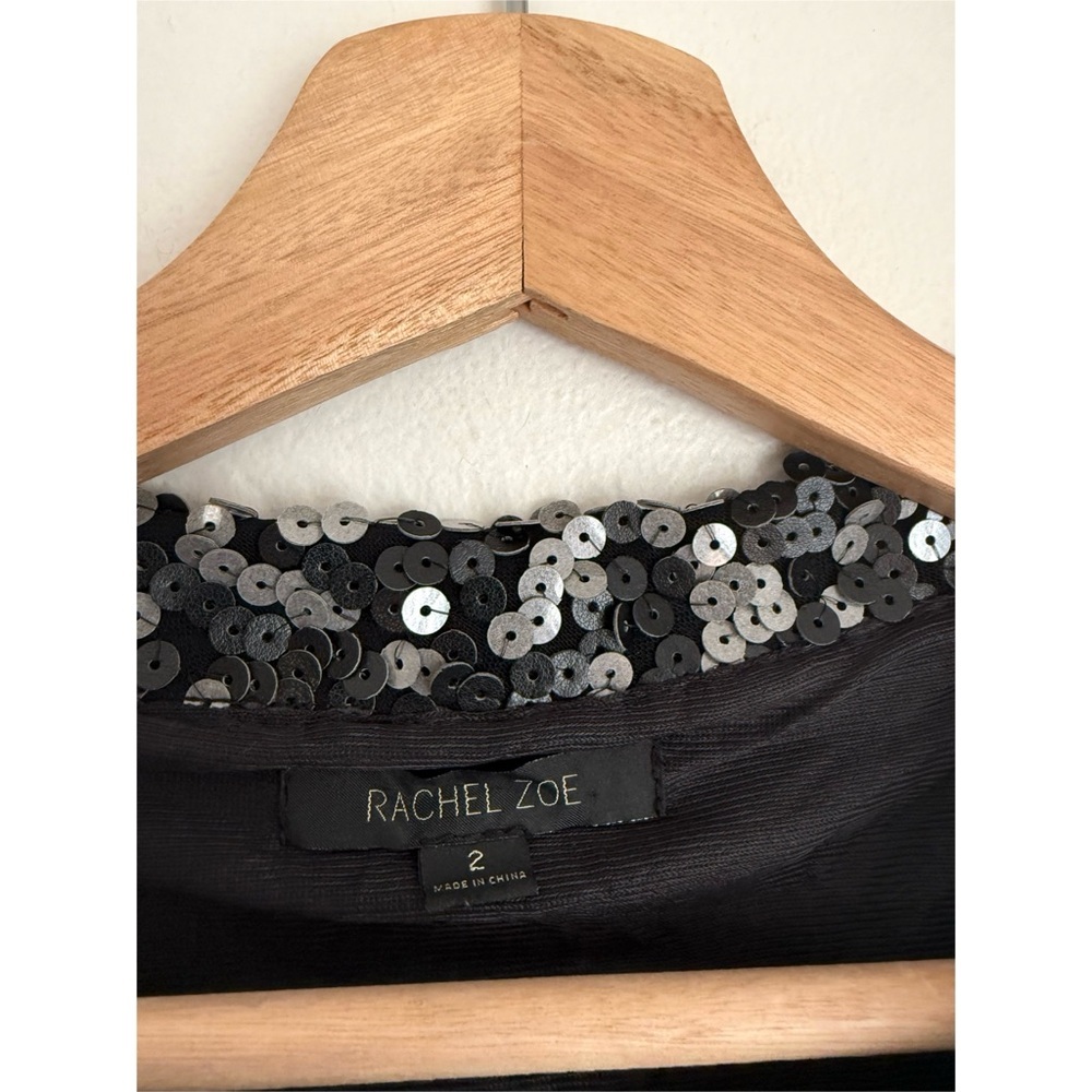 Rachel Zoe Iconic Cyrus Leather Sequin Mini Dress in Black 2 x-small - Picture 7 of 8